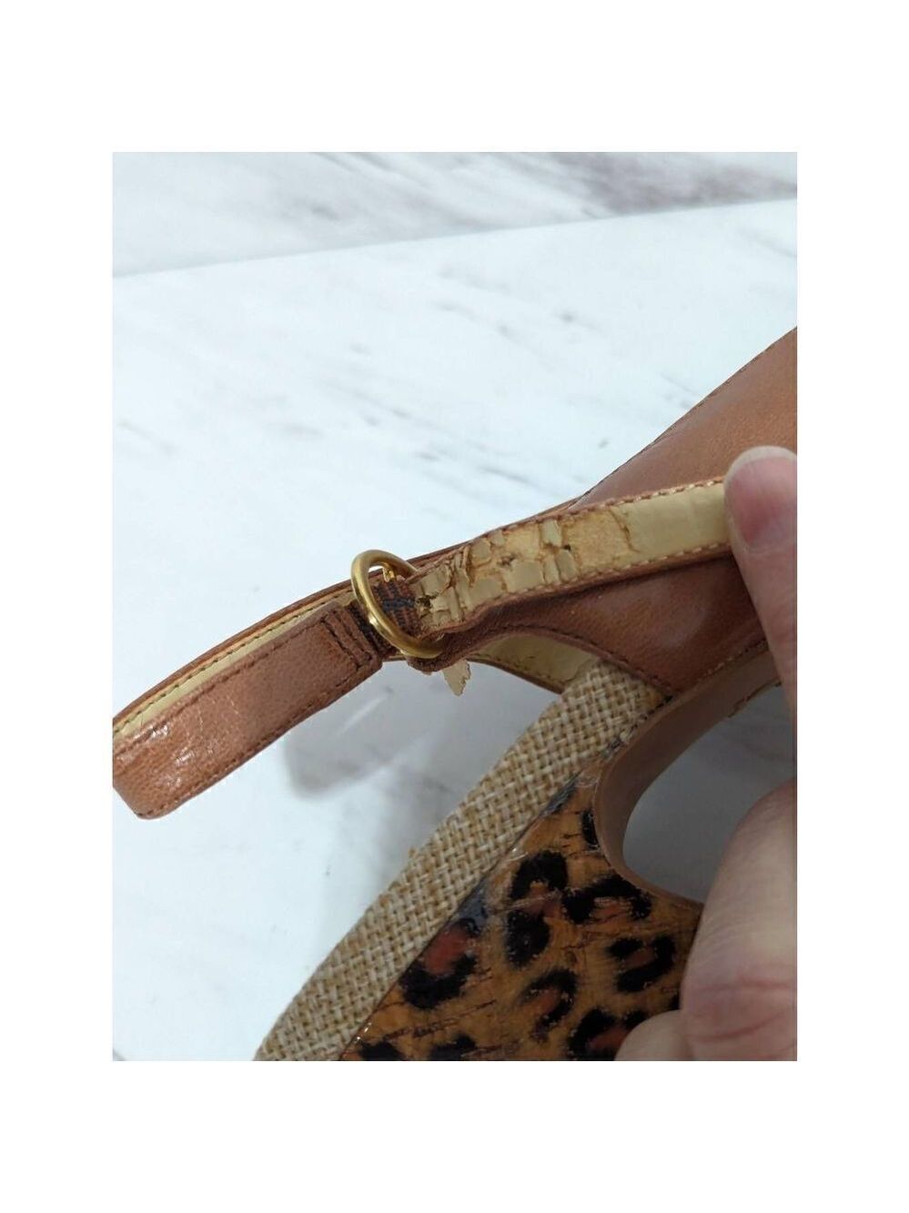 N by Nicole Miller Women's Tan Sandal Leather Side Leopard Print Heel Size 6.5M - Picture 8 of 8